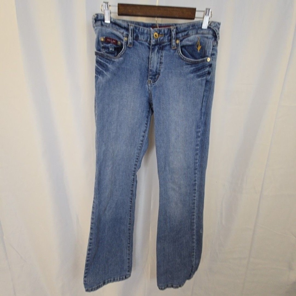 Baby Phat Jeans Juniors 5 Blue Medium Wash Low Rise Bootcut Embroidered Stretch